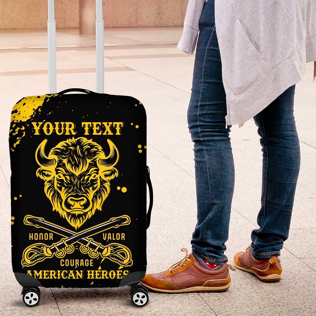 Personalized African-American Heroes Luggage Cover Bison Buffalo Soldiers - Black Grunge Style - African Pride