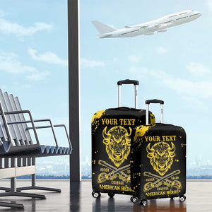Personalized African-American Heroes Luggage Cover Bison Buffalo Soldiers - Black Grunge Style - African Pride