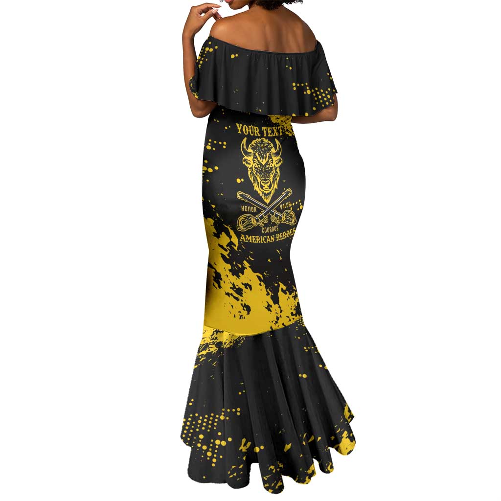 Personalized African-American Heroes Mermaid Dress Bison Buffalo Soldiers - Black Grunge Style - African Pride