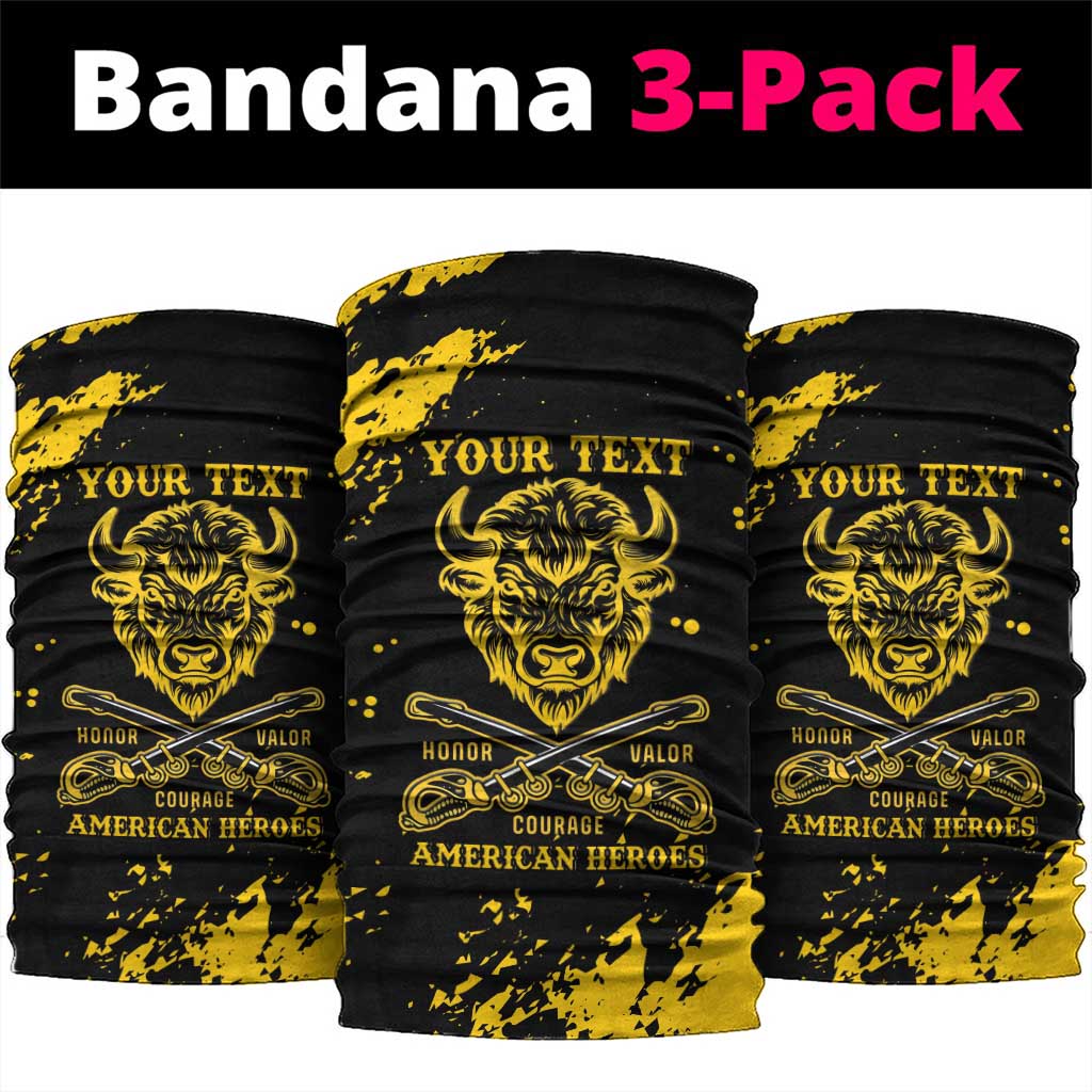 Personalized African-American Heroes Neck Gaiter Bison Buffalo Soldiers - Black Grunge Style LT15