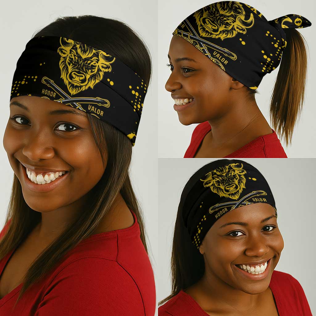 Personalized African-American Heroes Neck Gaiter Bison Buffalo Soldiers - Black Grunge Style LT15