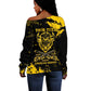 Personalized African-American Heroes Off Shoulder Sweater Bison Buffalo Soldiers - Black Grunge Style - African Pride