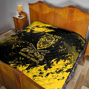 Personalized African-American Heroes Quilt Bison Buffalo Soldiers - Black Grunge Style - African Pride