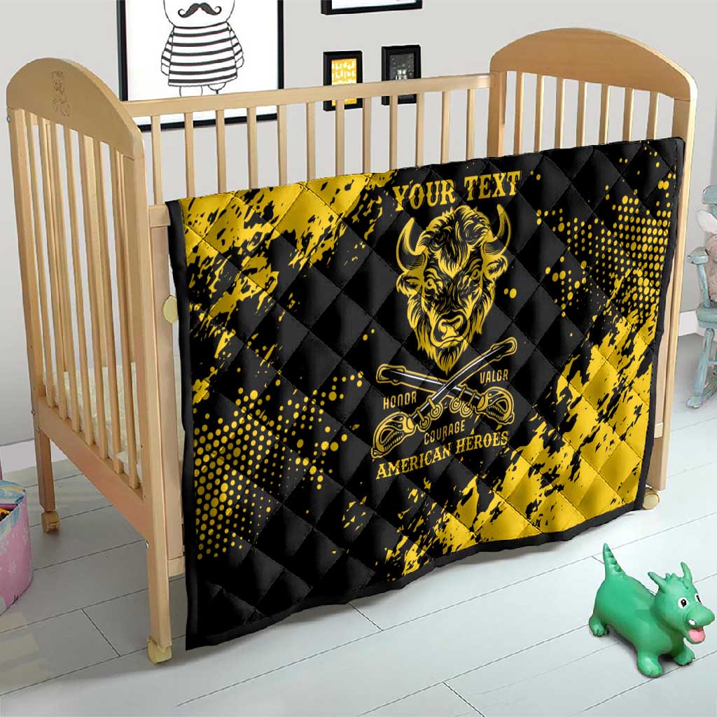 Personalized African-American Heroes Quilt Bison Buffalo Soldiers - Black Grunge Style - African Pride