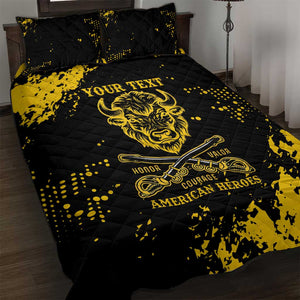 Personalized African-American Heroes Quilt Bed Set Bison Buffalo Soldiers - Black Grunge Style - African Pride