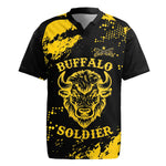 Personalized African-American Heroes Rugby Jersey Bison Buffalo Soldiers - Black Grunge Style - African Pride