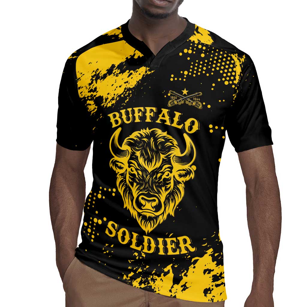 Personalized African-American Heroes Rugby Jersey Bison Buffalo Soldiers - Black Grunge Style - African Pride