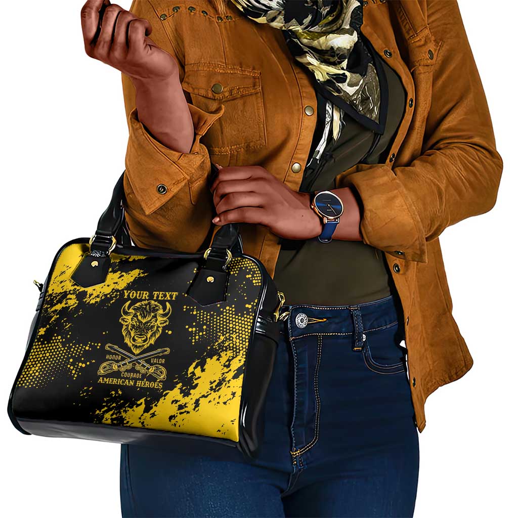 Personalized African-American Heroes Shoulder Handbag Bison Buffalo Soldiers - Black Grunge Style - African Pride