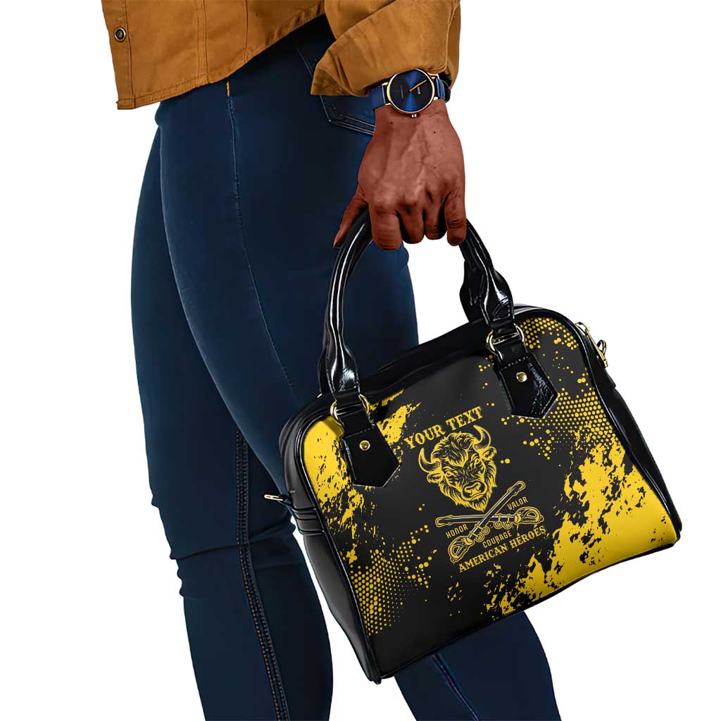 Personalized African-American Heroes Shoulder Handbag Bison Buffalo Soldiers - Black Grunge Style - African Pride