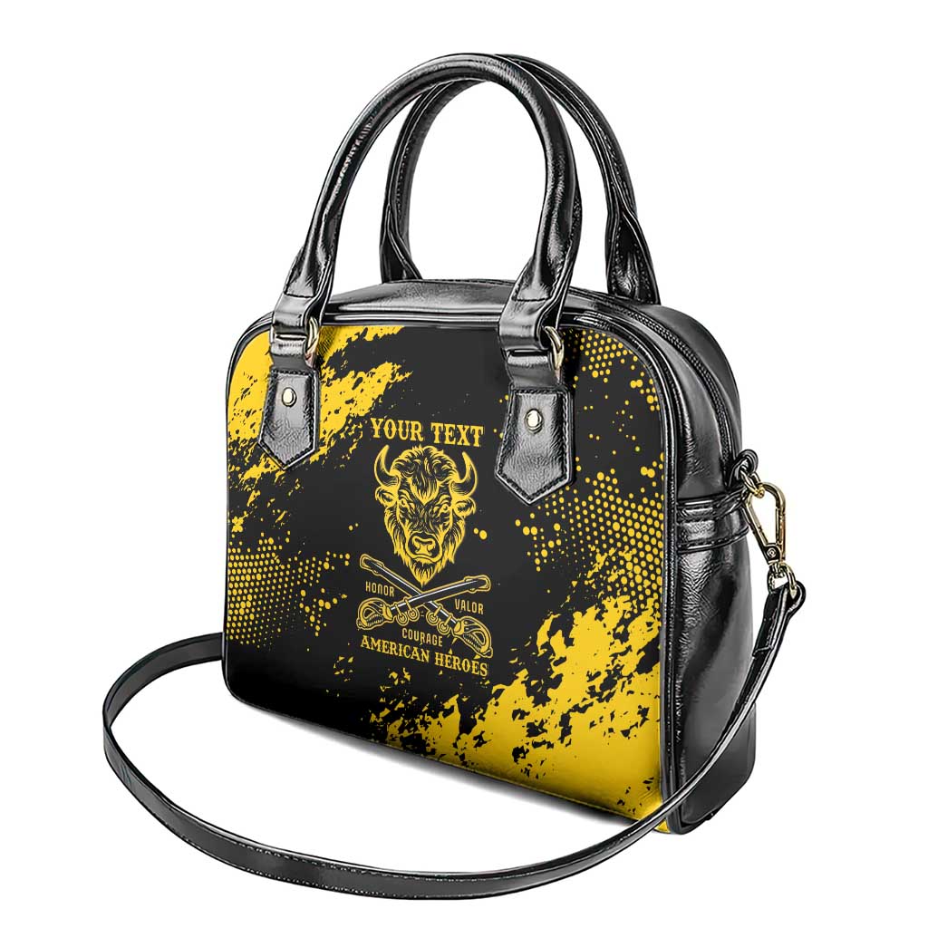 Personalized African-American Heroes Shoulder Handbag Bison Buffalo Soldiers - Black Grunge Style - African Pride