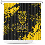 Personalized African-American Heroes Shower Curtain Bison Buffalo Soldiers - Black Grunge Style - African Pride