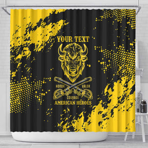 Personalized African-American Heroes Shower Curtain Bison Buffalo Soldiers - Black Grunge Style - African Pride