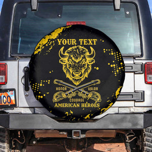Personalized African-American Heroes Spare Tire Cover Bison Buffalo Soldiers - Black Grunge Style - African Pride