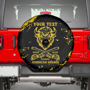 Personalized African-American Heroes Spare Tire Cover Bison Buffalo Soldiers - Black Grunge Style - African Pride