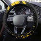African-American Heroes Steering Wheel Cover Bison Buffalo Soldiers - Black Grunge Style - African Pride