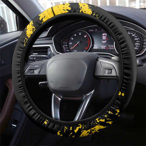 African-American Heroes Steering Wheel Cover Bison Buffalo Soldiers - Black Grunge Style - African Pride