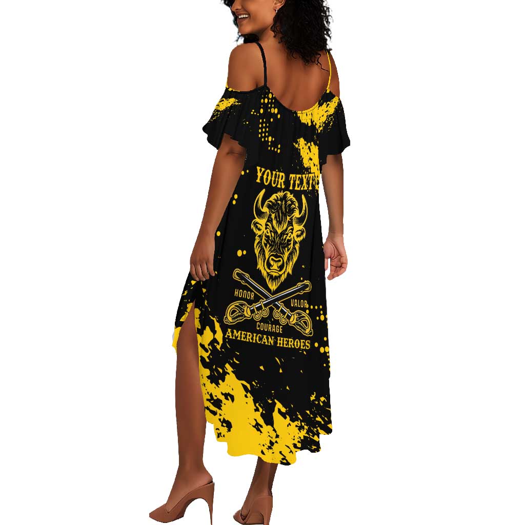 Personalized African-American Heroes Summer Maxi Dress Bison Buffalo Soldiers - Black Grunge Style - African Pride