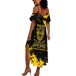 Personalized African-American Heroes Summer Maxi Dress Bison Buffalo Soldiers - Black Grunge Style - African Pride