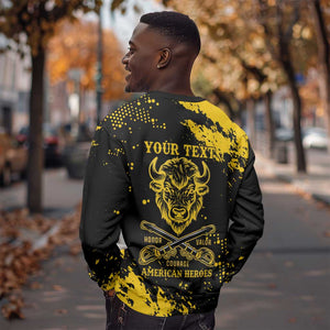 Personalized African-American Heroes Sweatshirt Bison Buffalo Soldiers - Black Grunge Style - African Pride