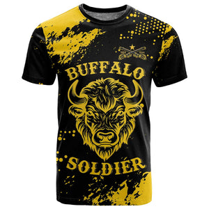 Personalized African-American Heroes T shirt Bison Buffalo Soldiers - Black Grunge Style - African Pride