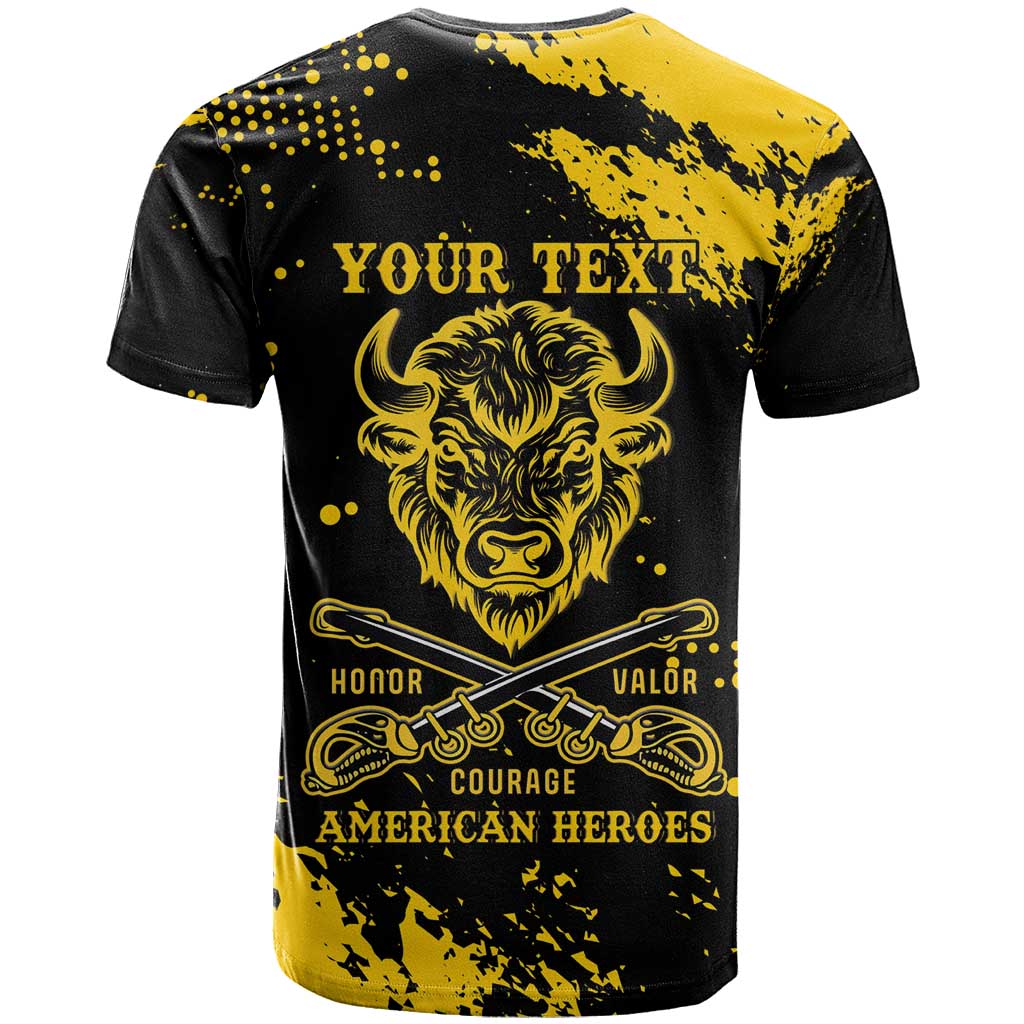 Personalized African-American Heroes T shirt Bison Buffalo Soldiers - Black Grunge Style - African Pride