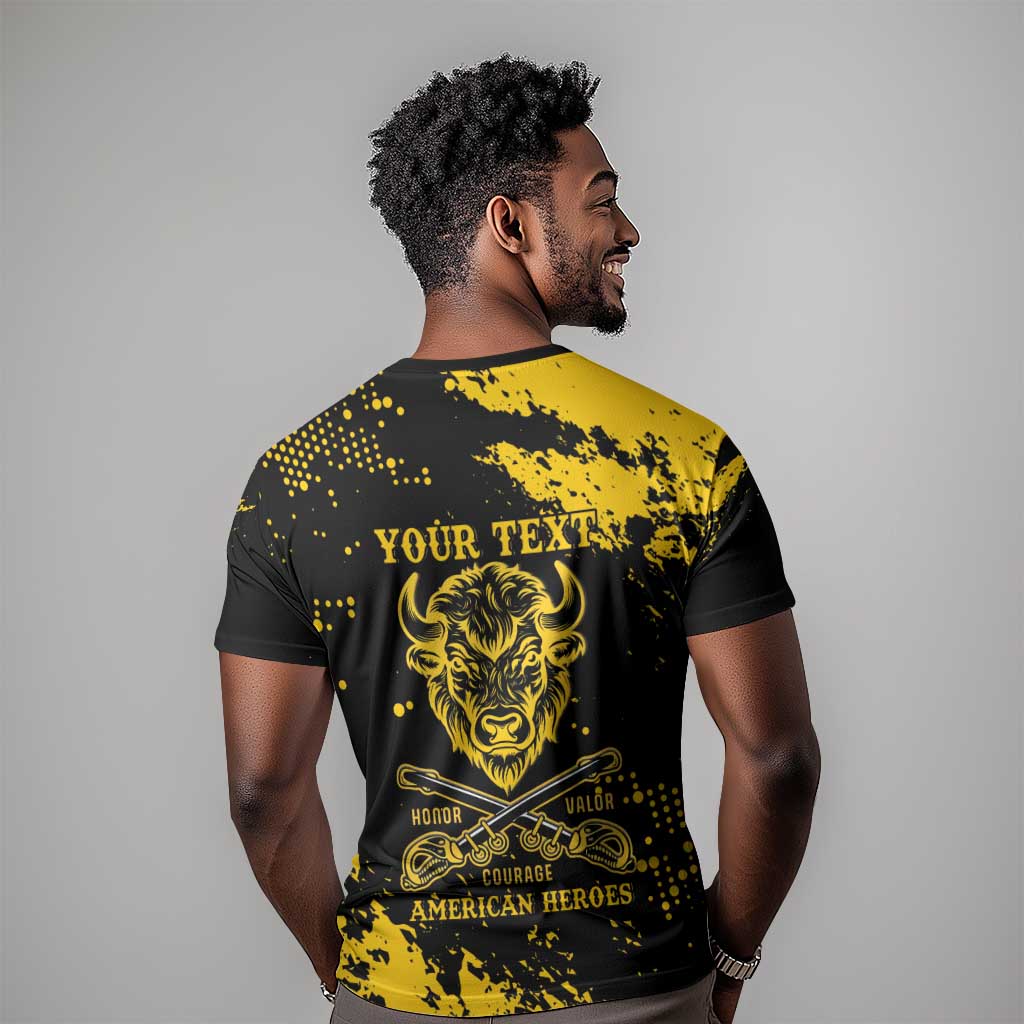 Personalized African-American Heroes T shirt Bison Buffalo Soldiers - Black Grunge Style - African Pride