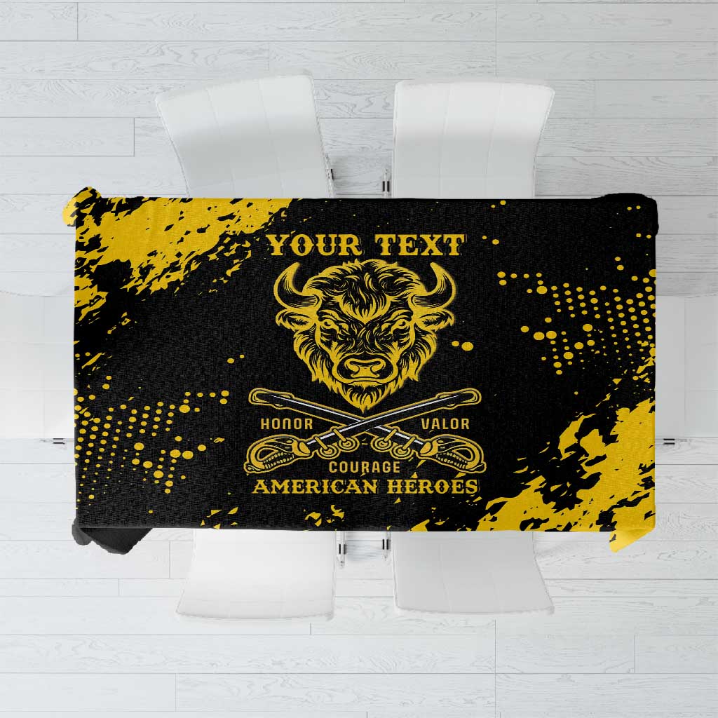 Personalized African-American Heroes Tablecloth Bison Buffalo Soldiers - Black Grunge Style - African Pride