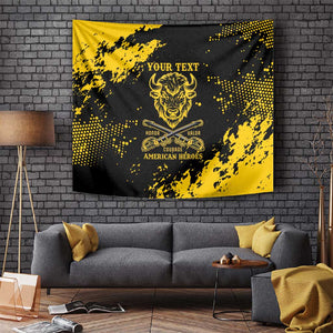 Personalized African-American Heroes Tapestry Bison Buffalo Soldiers - Black Grunge Style - African Pride