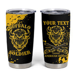 Personalized African-American Heroes Tumbler Cup Bison Buffalo Soldiers - Black Grunge Style - African Pride