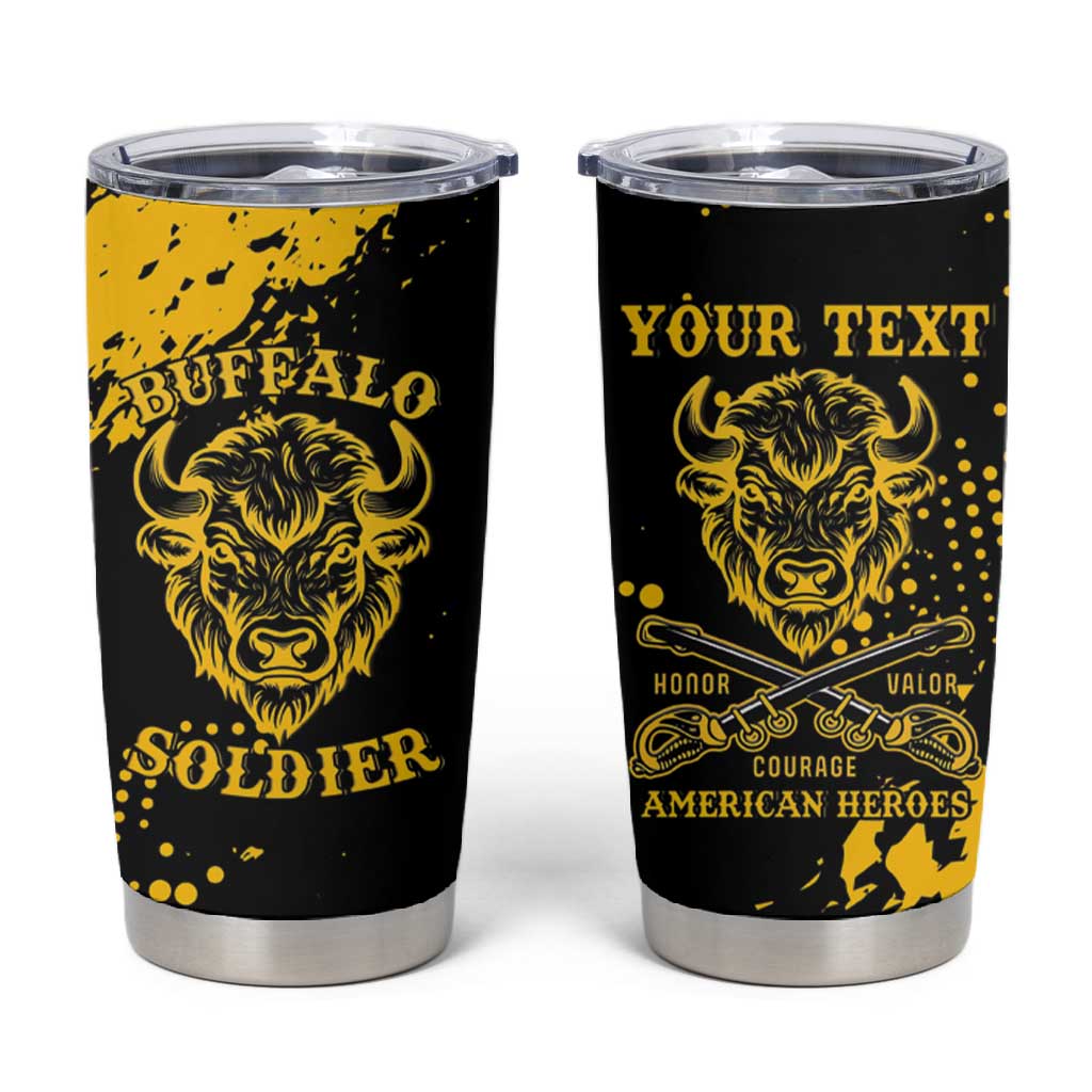 Personalized African-American Heroes Tumbler Cup Bison Buffalo Soldiers - Black Grunge Style - African Pride