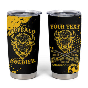 Personalized African-American Heroes Tumbler Cup Bison Buffalo Soldiers - Black Grunge Style - African Pride