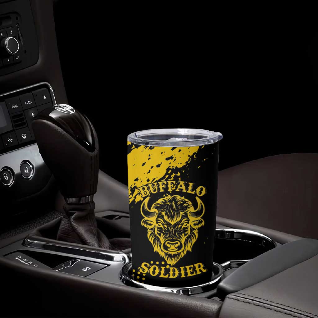 Personalized African-American Heroes Tumbler Cup Bison Buffalo Soldiers - Black Grunge Style - African Pride