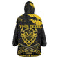 Personalized African-American Heroes Wearable Blanket Hoodie Bison Buffalo Soldiers - Black Grunge Style - African Pride