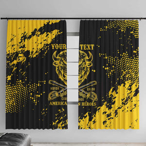Personalized African-American Heroes Window Curtain Bison Buffalo Soldiers - Black Grunge Style - African Pride