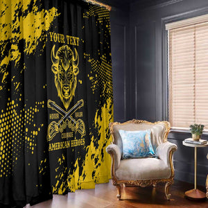 Personalized African-American Heroes Window Curtain Bison Buffalo Soldiers - Black Grunge Style - African Pride