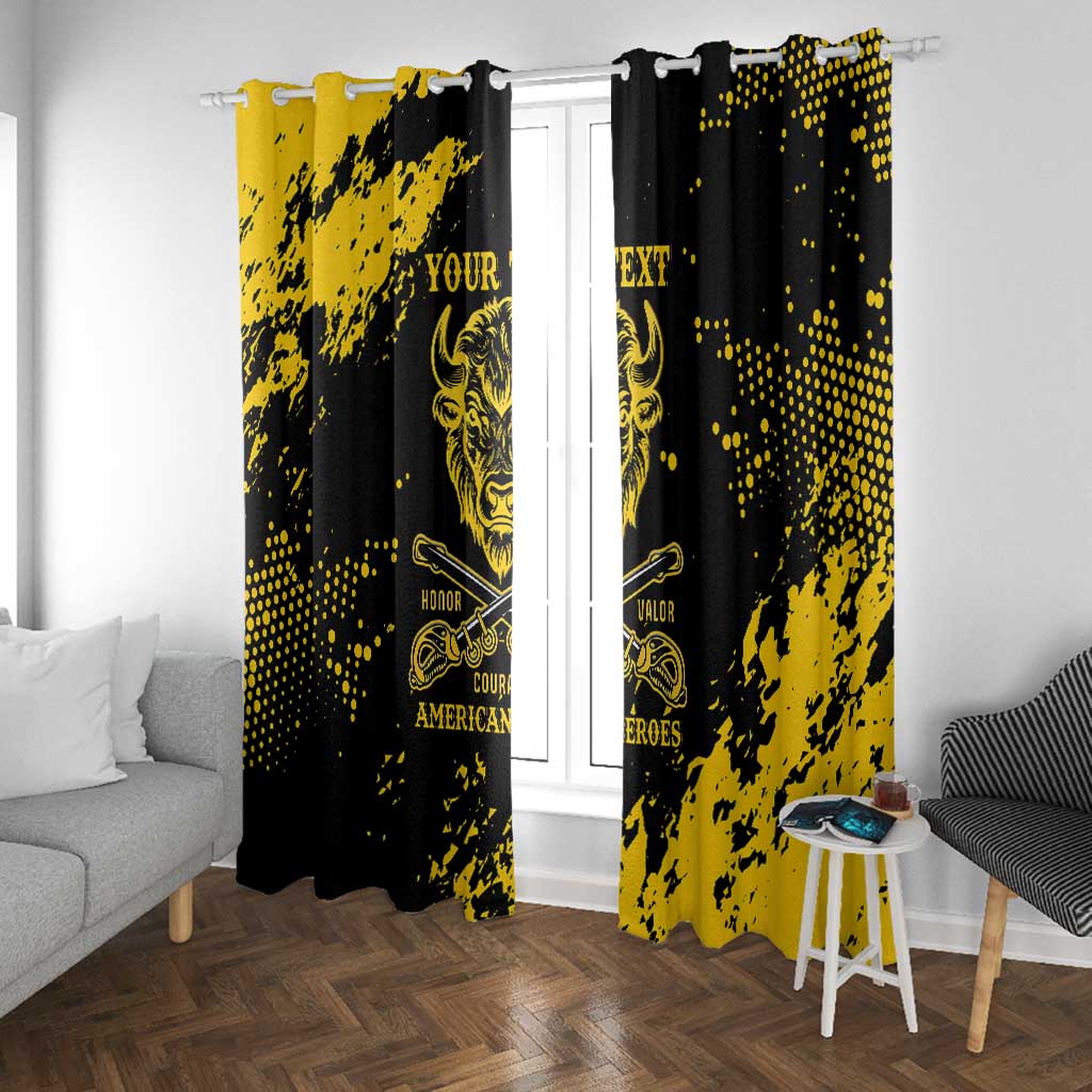 Personalized African-American Heroes Window Curtain Bison Buffalo Soldiers - Black Grunge Style - African Pride