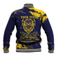 Personalized African-American Heroes Baseball Jacket Bison Buffalo Soldiers - Blue Grunge Style - African Pride
