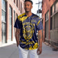 Personalized African-American Heroes Baseball Jersey Bison Buffalo Soldiers - Blue Grunge Style - African Pride