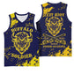 Personalized African-American Heroes Basketball Jersey Bison Buffalo Soldiers - Blue Grunge Style - African Pride