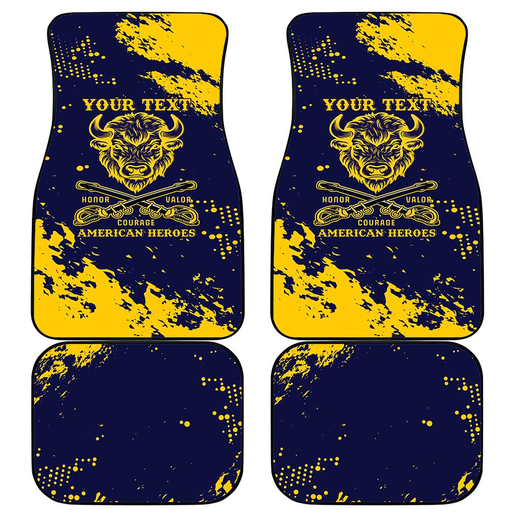 Personalized African-American Heroes Car Mats Bison Buffalo Soldiers - Blue Grunge Style - African Pride