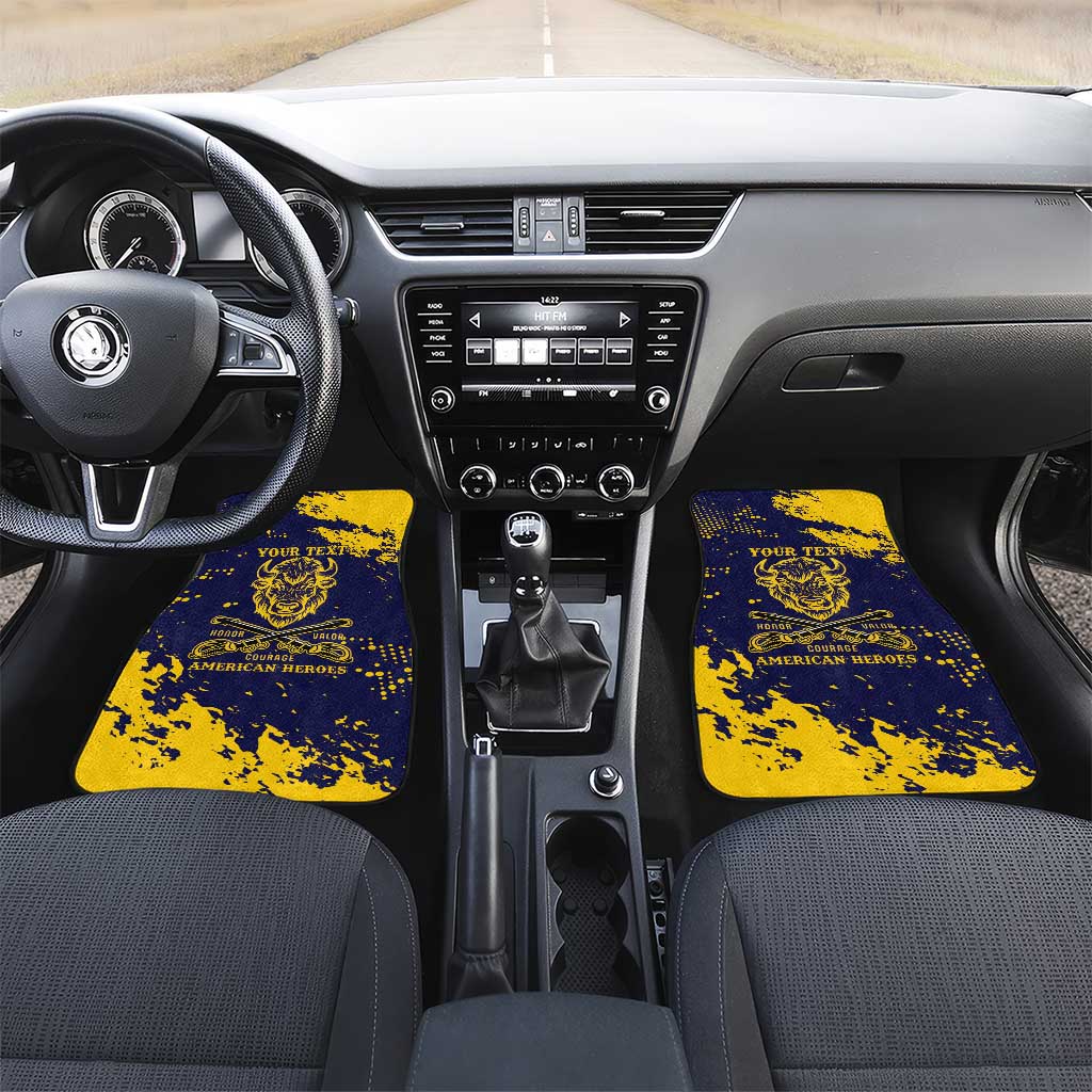 Personalized African-American Heroes Car Mats Bison Buffalo Soldiers - Blue Grunge Style - African Pride
