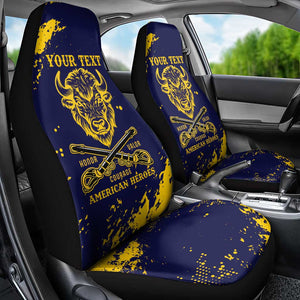 Personalized African-American Heroes Car Seat Cover Bison Buffalo Soldiers - Blue Grunge Style - African Pride