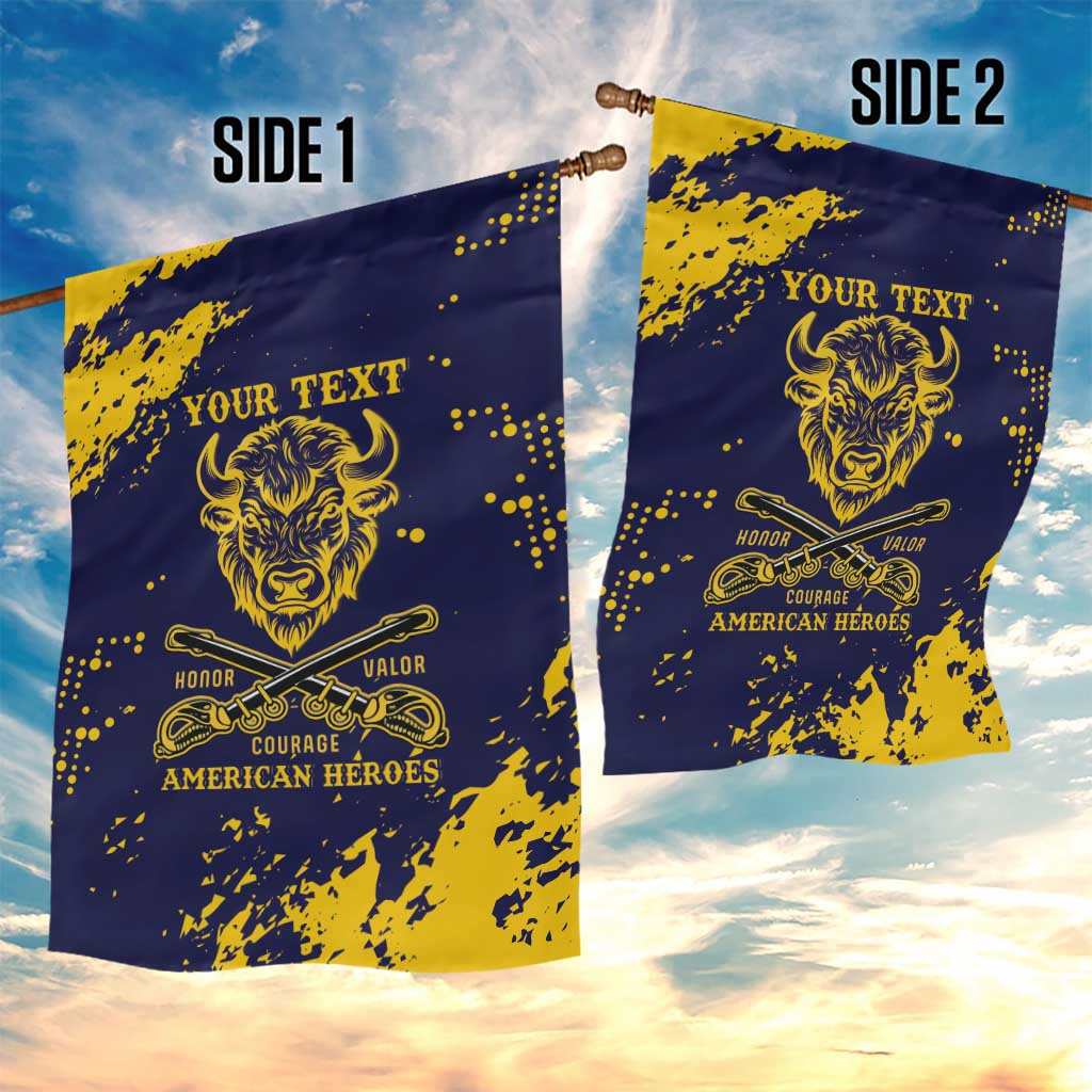 Personalized African-American Heroes Garden Flag Bison Buffalo Soldiers - Blue Grunge Style - African Pride