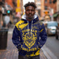 Personalized African-American Heroes Hoodie Bison Buffalo Soldiers - Blue Grunge Style - African Pride