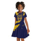 Personalized African-American Heroes Kid Short Sleeve Dress Bison Buffalo Soldiers - Blue Grunge Style - African Pride