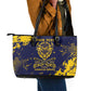 Personalized African-American Heroes Leather Tote Bag Bison Buffalo Soldiers - Blue Grunge Style - African Pride