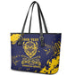 Personalized African-American Heroes Leather Tote Bag Bison Buffalo Soldiers - Blue Grunge Style - African Pride