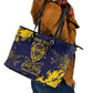 Personalized African-American Heroes Leather Tote Bag Bison Buffalo Soldiers - Blue Grunge Style - African Pride
