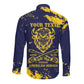 Personalized African-American Heroes Long Sleeve Button Shirt Bison Buffalo Soldiers - Blue Grunge Style - African Pride