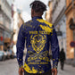 Personalized African-American Heroes Long Sleeve Button Shirt Bison Buffalo Soldiers - Blue Grunge Style - African Pride